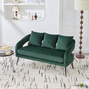 Open Back Loveseat Settee With 3 Pillows by Unique Piece Furniture