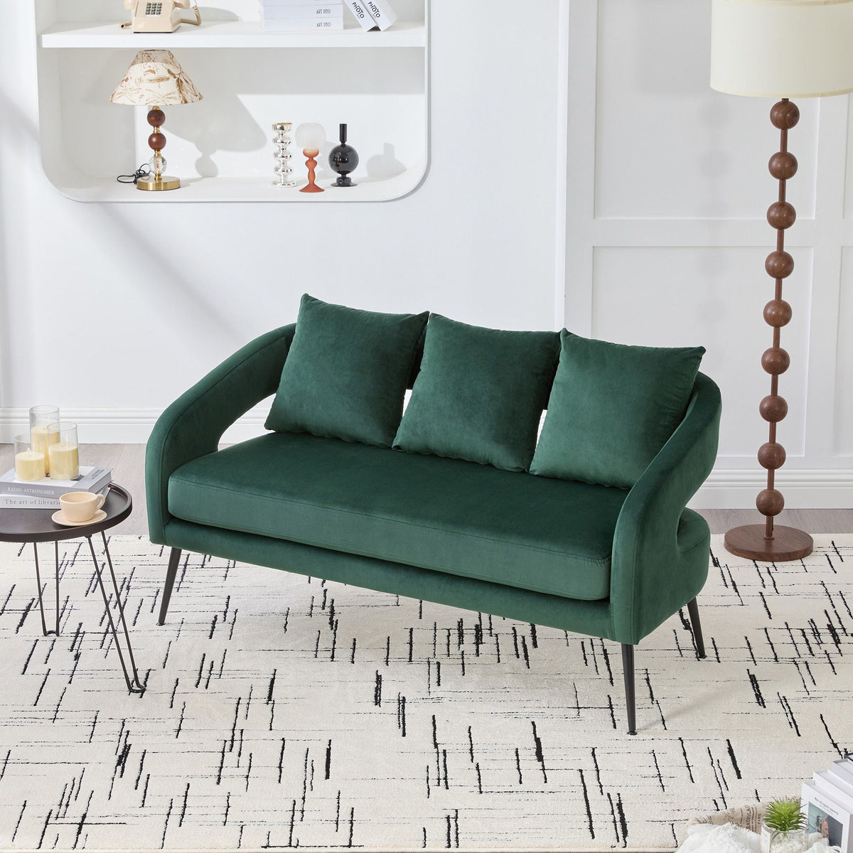Open Back Loveseat Settee With 3 Pillows, photo 4 of 28