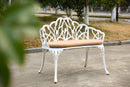 Tulip Patio Garden Bench Metal Park Bench Cast Aluminum Outdoor Furniture by HouseOfZazla