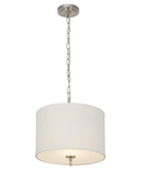 14"W Light Pendant Brushed Nickel Finish with Oatmeal Linen Shade by LampsUSA