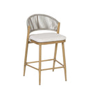 Outdoor 26" Counter Height Metal Frame Counter Stools With Scallop Shaped Backrest & Water Resistant Cushions by HouseOfZazla