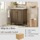Vintage Bathroom Vanity With Ceramic Sink, Adjustable Shelves by HouseOfZazla