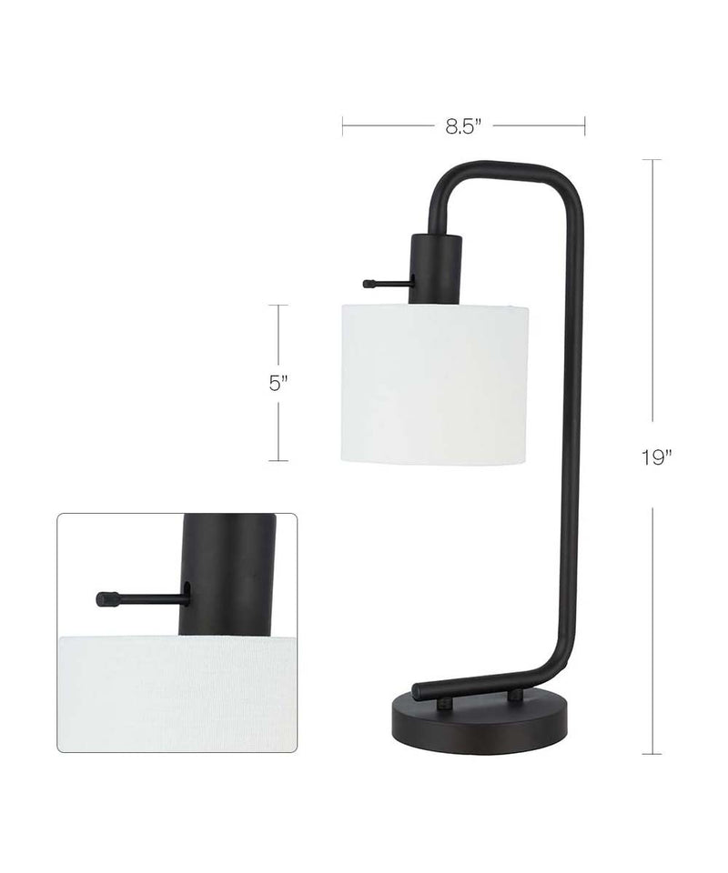 Catalina 19"H 1-Light Down Bridge Oil Rubbed Bronze Finish Table Lamp with White Linen Drum Shade