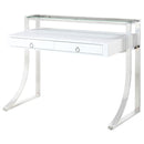 Serrano - 2 Drawer Writing Desk With Polished And Tempered Glass Hutch - Glossy White