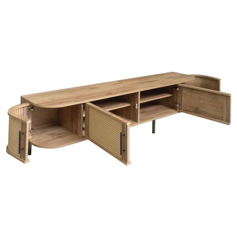 70" TV Stand With Doors, Construction For TVs Up To 80" - Natural Wood, photo 3 of 16
