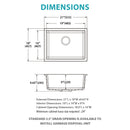 Quartz Kitchen Sink - 21" x 18" x 9.65" by HouseOfZazla