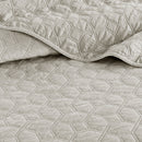3 Piece Velvet Quilt Set Ivory Full/Queen