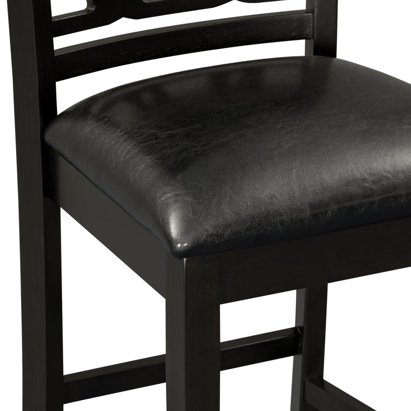 5-piece Counter Height Dining Round Table Set with One Faux Marble Top Dining Table and Four PU-leather Chairs,Dark Espresso