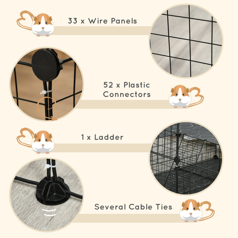 47 Panels Pet Playpen, Small Animal Playpen with Doors, Portable Metal Wire Yard Bunny Pen for Guinea Pigs, Chinchillas, 14" x 14"
