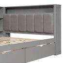 Platform Bed With Upholstered Headboard, Storage Shelves, Drawers, Charging Station, LED Lighting, Built In Desk by HouseOfZazla