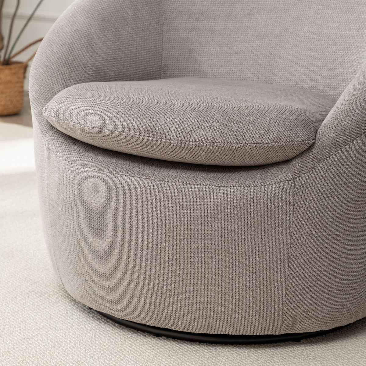Winnie Modern Teddy Fabric Barrel Chair - 360° Swivel, photo 10 of 10