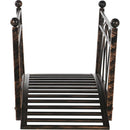 3.3' Metal Arch Zen Garden Bridge with Safety Siderails, Decorative Footbridge, Delicate Scrollwork & Corner Spheres for Stream, Fish Pond, Bronze