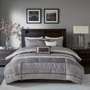 7 Piece Jacquard Comforter Set Grey Taupe King