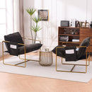 Upholstered Hanging Armchair With Arm Pocketsmetal Frame (Set of 2), Plated Craftsmanship, Crushed Foam Cushions And Skin-Friendly Woven Fabric For Living Room And Bedroom by HouseOfZazla