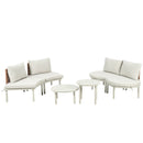 6 Piece Patio Set, Half Moon Outdoor Sectional Sofa With 2 High Low Coffee Tables, 4 Pillows & Cushions by HouseOfZazla