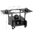 Outdoor Grill Table For Big Egg Style Bbq Metal Grill Cart With 2 Folding Panels Metal - Black by HouseOfZazla