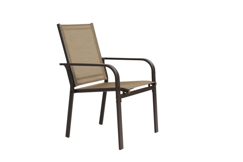 7 Pieces Patio Dining Set,  Outdoor Furniture Table and 6 Textilene Chairs, Outdoor Furniture with Rectangular Table and 6 Stackable Chairs Family Conversation Set for Garden Backyard Deck-Brown