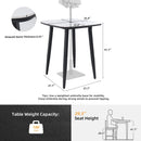Outdoor Bar Table, Rounded Square Sintered Stone Top With Umbrella Hole, Rust Free Frame, Weatherproof - Ember Black / White