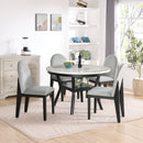 5 piece dining table and chair set, round dining table with 4 upholstered chairs, dining table set with storage
