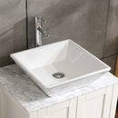 Square Bathroom Vessel Sink - White Porcelain Counter Bowl For Bathroom Vanity - White by HouseOfZazla