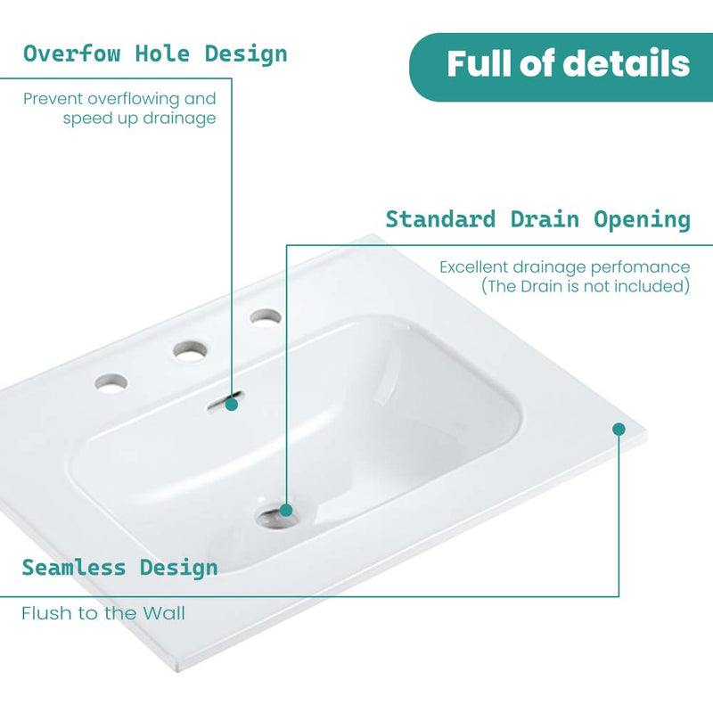 Glossy White Ceramic Integrated Sink, photo 6 of 10