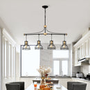 Dining Room Light Fixture / Chandelier Table, 40 -" Hanging For Farmhouse Linear Chandeliers, 5 Light Kitchen Island Lighting Ceiling Chandelier, With Metal Lampshade - Gold / Matte Black by HouseOfZazla
