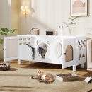 Furniture Style Cat Cabinet Cat Litter Box With Sisal Scratching Door - Cream White by HouseOfZazla