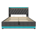 Upholstered Bed, 360 Surround LED Function, Remote Control, Hydraulic Storage Bed With USB, Type-C Charging (Without Mattress) by HouseOfZazla