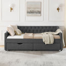 Upholstered Tufted Daybed With 2 Drawers, Waved Arms by HouseOfZazla