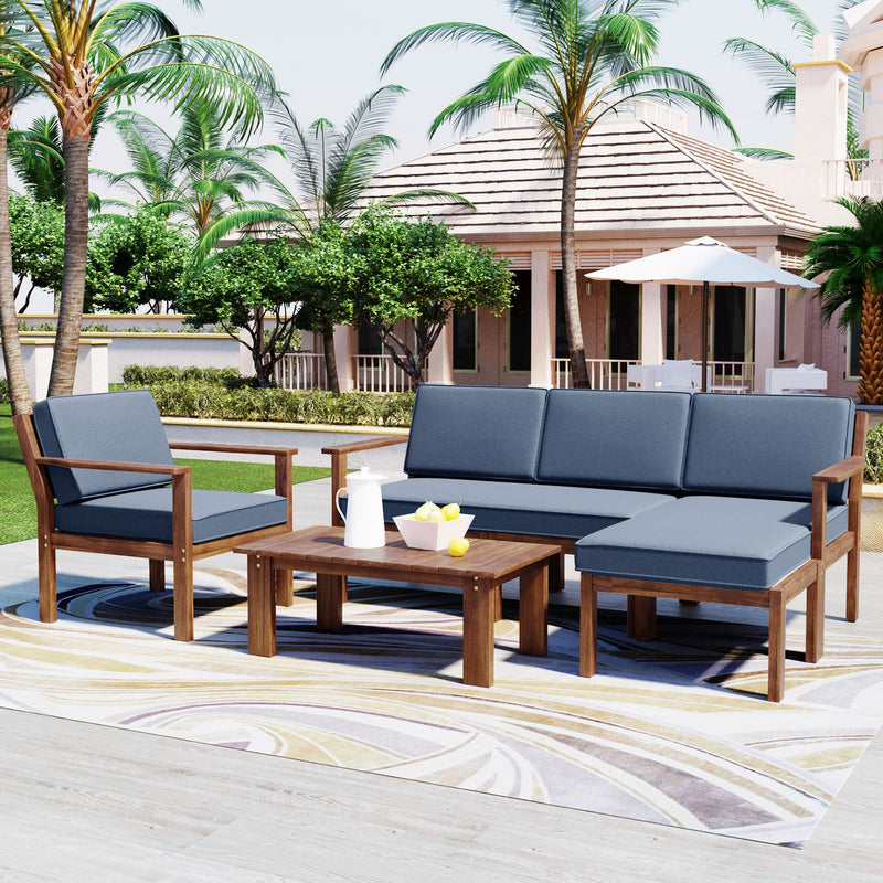 A Multi-person Sofa Set with A Small Table, Suitable for Gardens, Backyards, and Balconies.