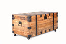 Trunk Table With Four Wheel Large Capacity Storage Coffee Table - Natural / Black by Unique Piece Furniture