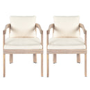 Acacia Wood Dining Chairs Set of 2, Armchairs with Cushions by HouseOfZazla
