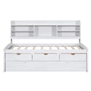 Captain Bed With Built In Bookshelves, 3 Storage Drawers, And Trundle