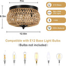 3-Lights Rattan Flush Mount Light