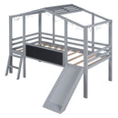 Loft House Bed With Ladder And Slide, With board And Light Strip On The Roof by HouseOfZazla