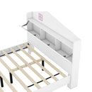 3-Pieces Bedroom Sets Full Size House Bed with Storage Headboard, Wooden Nightstand and Storage Dresser,White