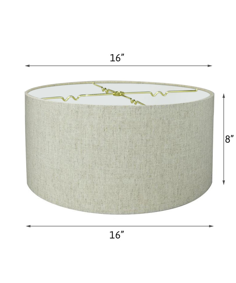 16"x16"x9" Textured Oatmeal Hardback Drum Lampshade