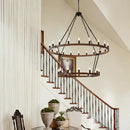Large Solid Wood Wagon Wheel Chandelier, 2-Tier 32-Lights