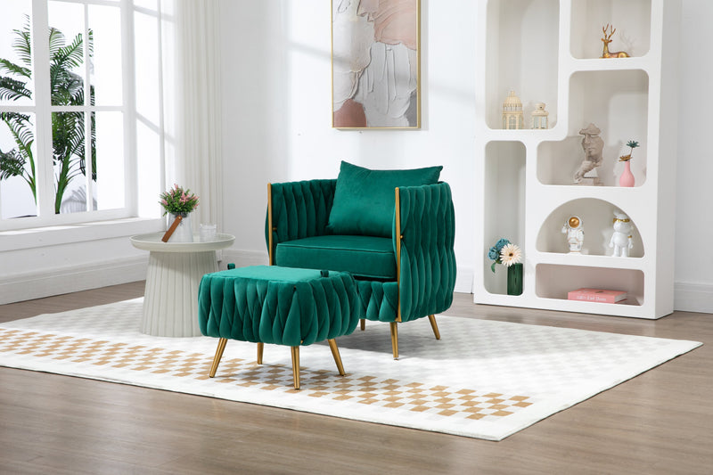 Accent Chair with Storage Ottoman Chair Tufted Barrel Chair Set Arm Chair for Living Room Bedroom