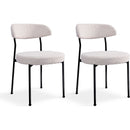 Boucle Upholstered Dining Chairs with Curved Backrest & Metal Legs Set of 2, Beige
