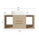 Modern 39.3 Wall-Mounted Bathroom Vanity with Ceramic Sink