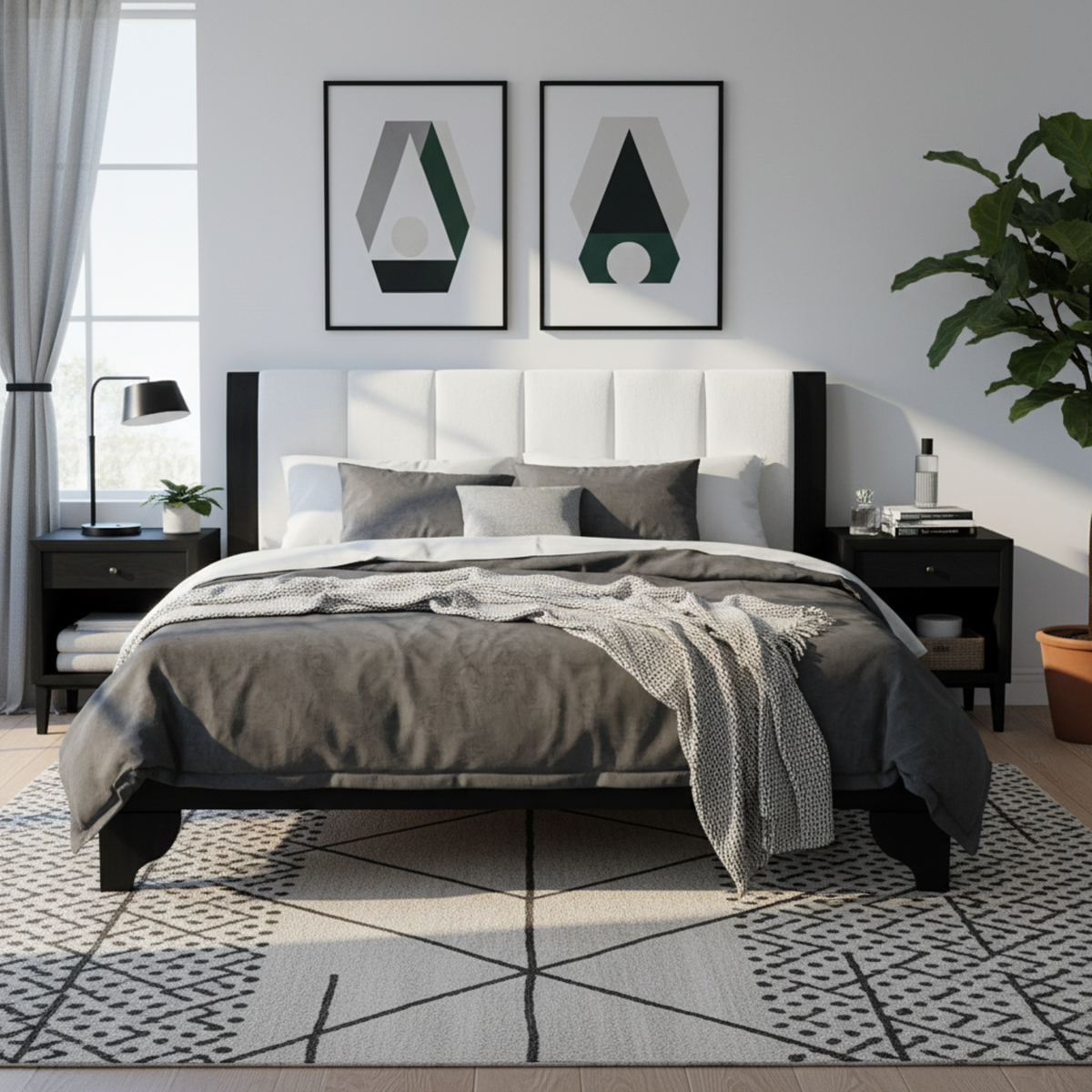 King Size Bed Frame Black and White, photo 3 of 10