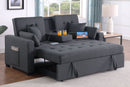 Cody II - Convertible Sleeper Loveseat With Cup Holder, Charging Ports and Pocket - Dark Gray by HouseOfZazla