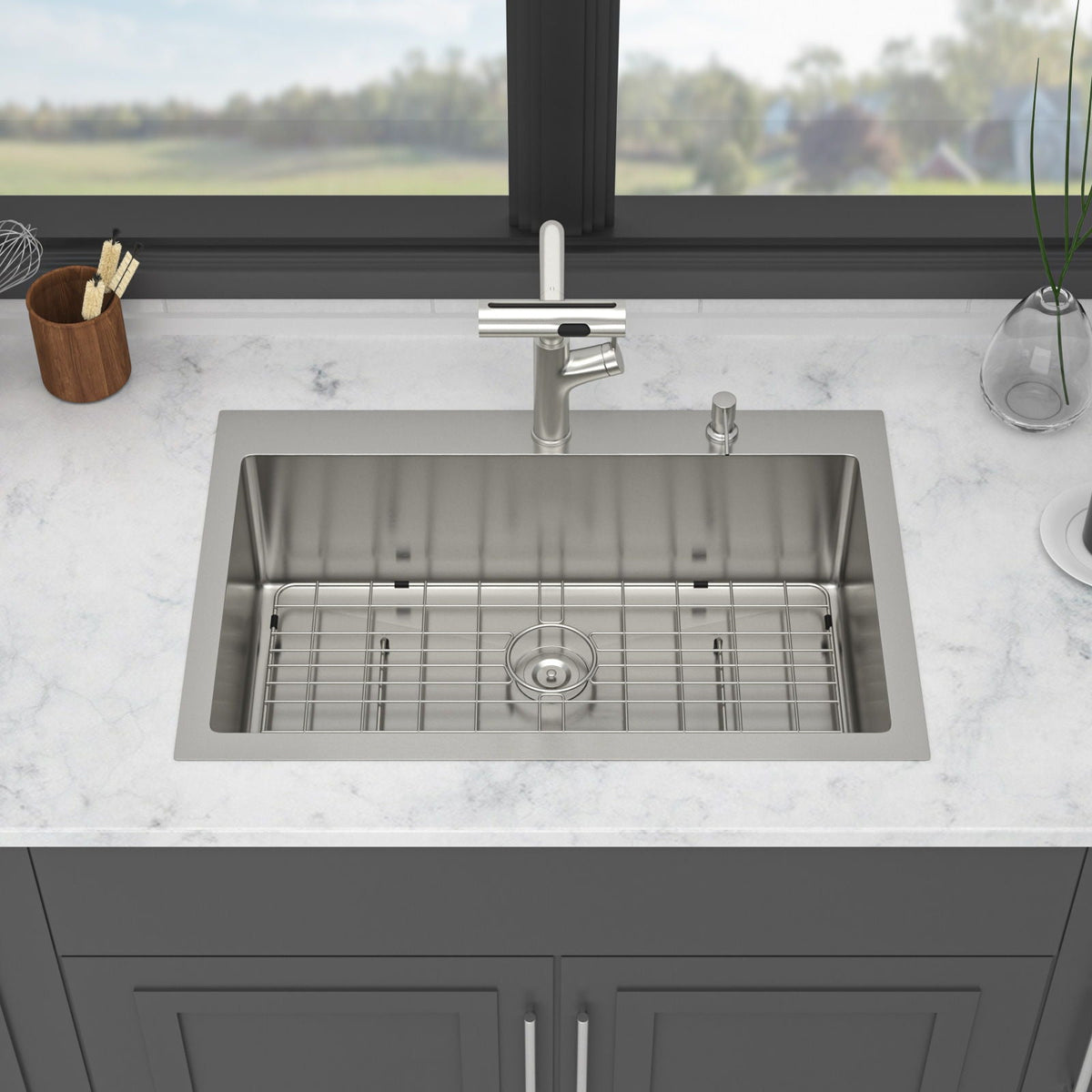 Drop-In Kitchen Sink With Pull-Out Faucet And Soap Dispenser, photo 3 of 20