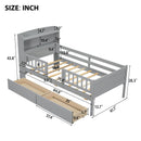 Platform Bed With LED Light, Multi Functional Headboard, Guardrail And 2 Drawers by Unique Piece Furniture