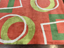 Abstract Rug 6x9, Modern Contemporary Rug, Red-Orange Green