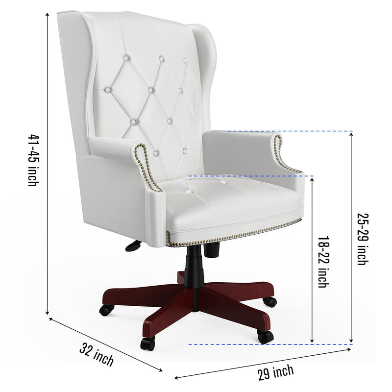 330LBS Executive Office Chair, Ergonomic Design High Back Reclining Comfortable Desk Chair - White