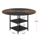 Round Dining Table For 4 With Storage Shelf - Brown / Black by HouseOfZazla