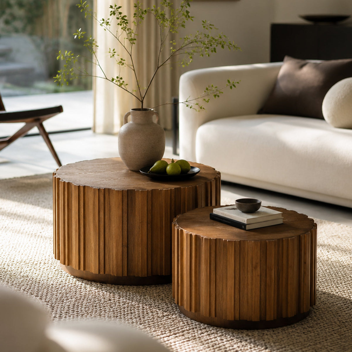 19.7" + 27.5" Round Nesting Coffee Table Set of 2, photo 4 of 10