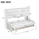 Murphy Cabinet Bed With Folding Sofa, Built In Storage Shelves And LED Light